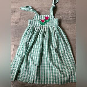 Girls Gingham Embroidered Tulip Dress
